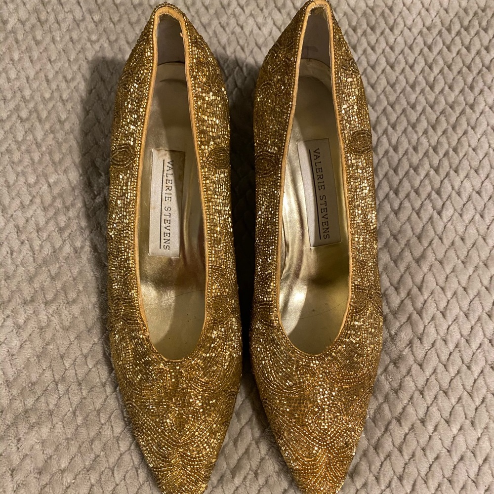 Gold beaded heels